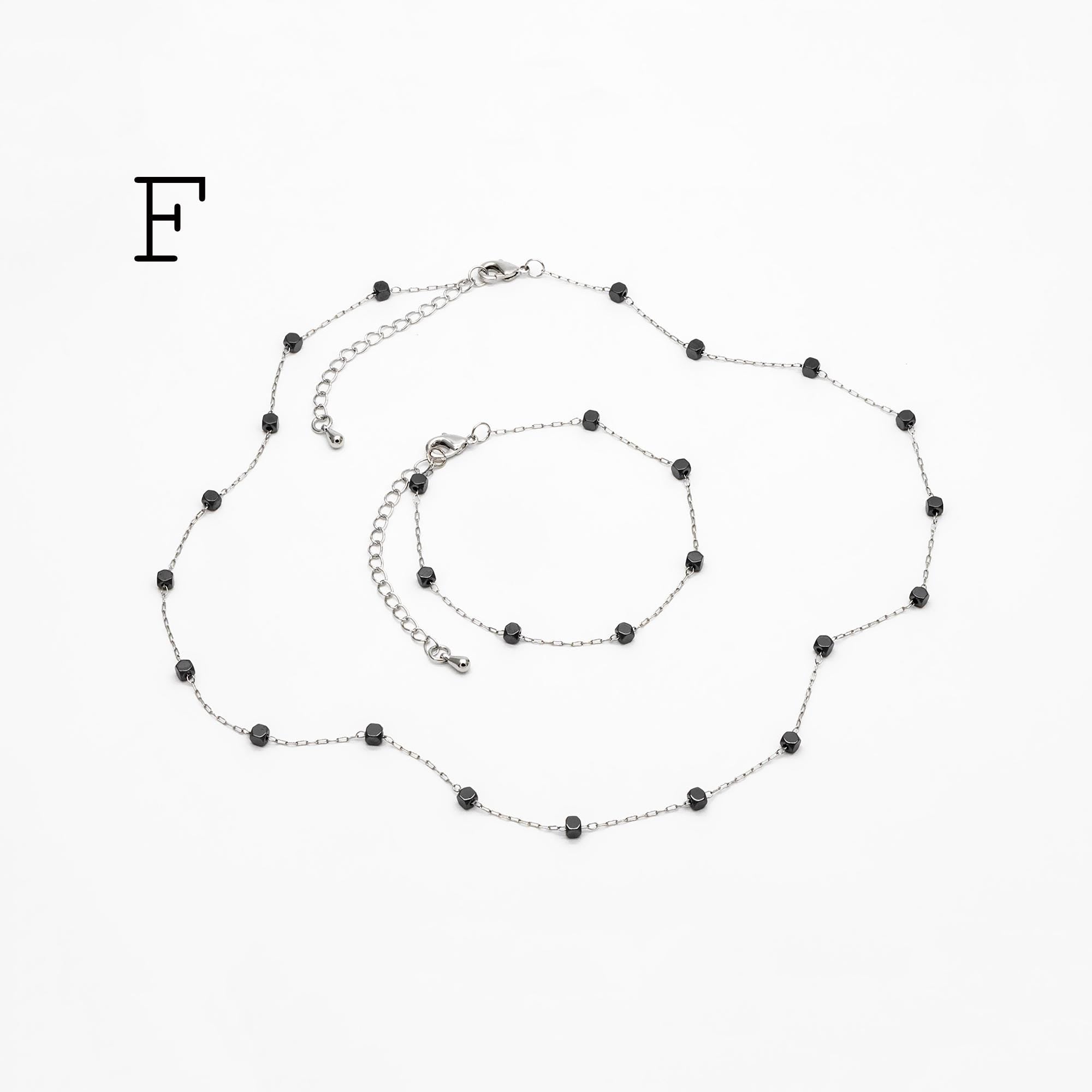 Stainless Steel Heart Hematite Beads Chain, Finished Bracelet/ Anklet/ Necklace with Extender Chain, Ready to Wear (#LK-380)